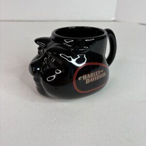 Harley Davidson Hog Mug, Rare, Black, Logo, Motorcycle, Ceramic, Vintage Cup